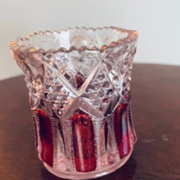 Vintage Ruby Red Glass Toothpick Holder, Vintage Pressed Glass, Vintage Glass - Picture 2 of 4